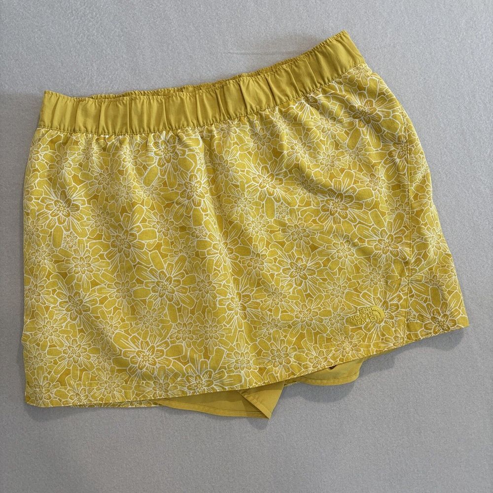 The North Face LARGE "Golden Yellow" Floral Print Skort Shorts Skirt EXCELLENT‎